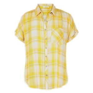 Maurices M Yellow Short Sleeve Button Up Shirt
